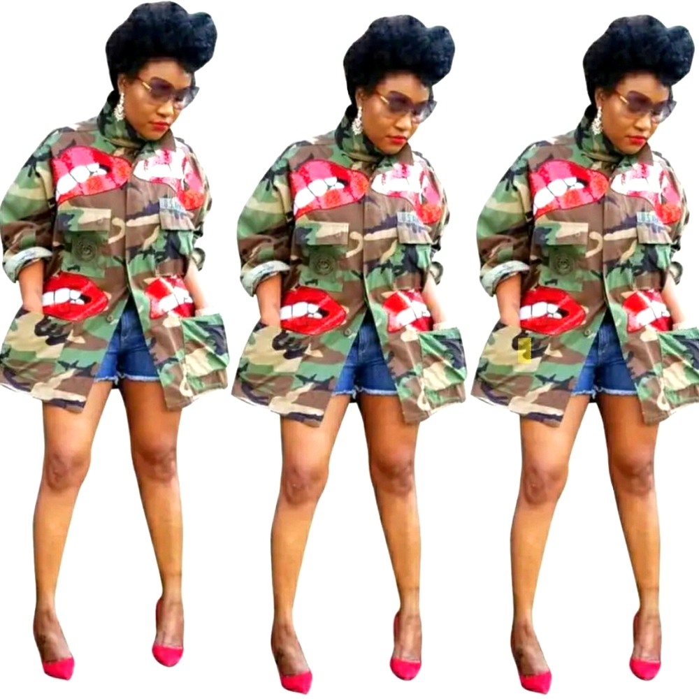 Red Lip Camouflage Jacket